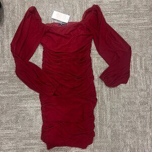 Amazon Essentials Red Ruched Bodycon Dress